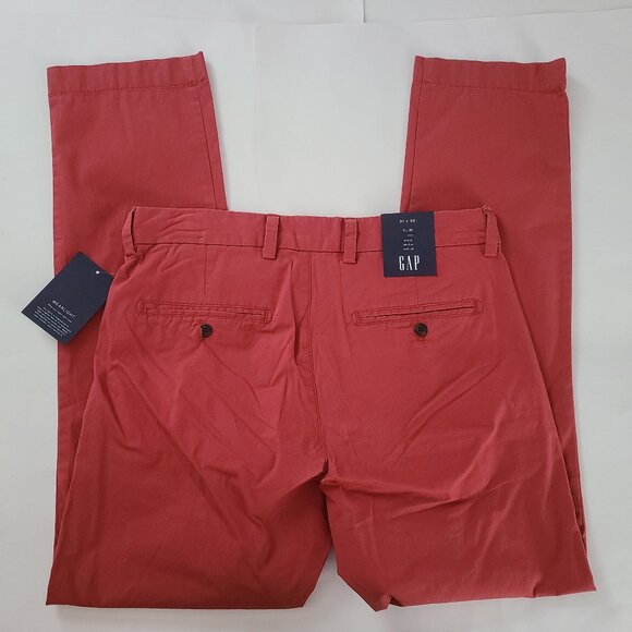 Gap Slim Fit Stretch Men's Red Pants Size 31 x 30 NWT - Picture 2 of 7